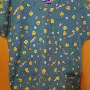Med green scrub top
